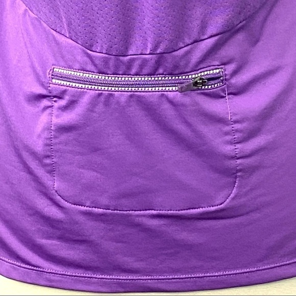 Athleta Purple Racerback Reflective Run Tank Top Athletic Yoga Zip Pocket - Picture 2 of 10